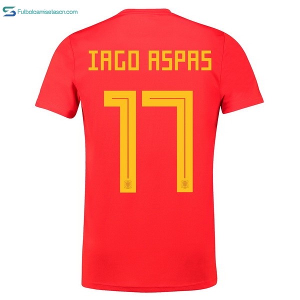 Camiseta España 1ª Iago Aspas 2018 Rojo